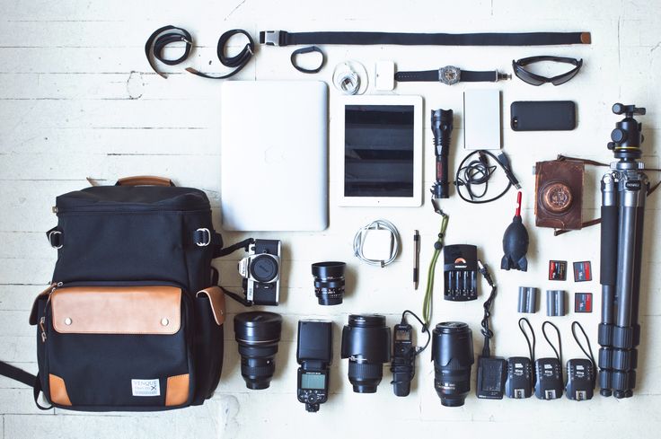 Storage, batteries, and camera bag used in wedding photography equipment 
